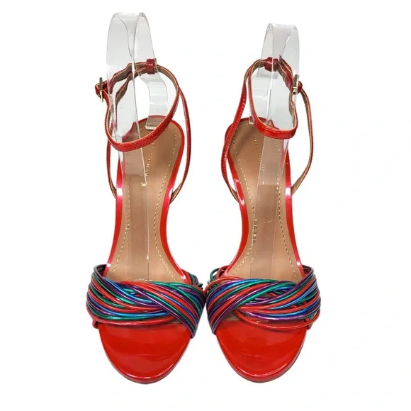 Zara Red and Multicolor Strappy Heels - Picture 7 of 13